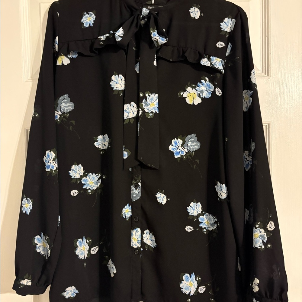 Wilson Black Floral Blouse with Bow